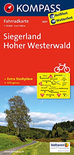 KOMPASS Fahrradkarte 3057 Siegerland, Hoher Westerwald 1:70.000: reiß- und wetterfest von Kompass